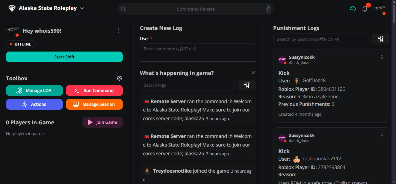 Melonly Panel moderation system within SoCal